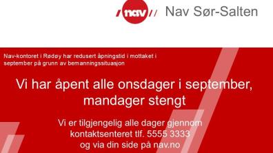 Lenke til artikkel: NAV - begrenset åpningstid i september